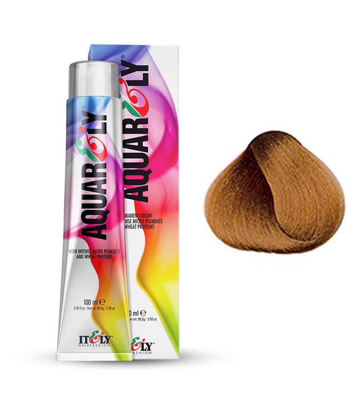 фото Itely Hairfashion Aquarely IMP 8D золотистый светло - русый (8D LIGHT GOLD BLONDE) стойкая крем-краска для волос с микропигментами и низким содержанием аммиака