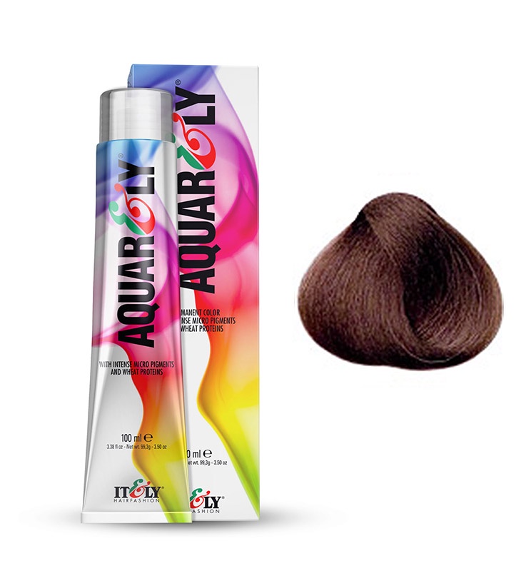 фото Itely Hairfashion Aquarely IMP 5CH светло - каштановый шоколадный (5CH CHOCOLATE LIGHT BROWN) стойкая крем-краска для волос с микропигментами и низким содержанием аммиака