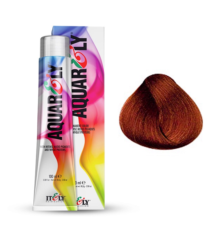 фото Itely Hairfashion Aquarely IMP 7RR красно - медный русый (7RR COPPER RED MEDIUM BLONDE) стойкая крем-краска для волос с микропигментами и низким содержанием аммиака