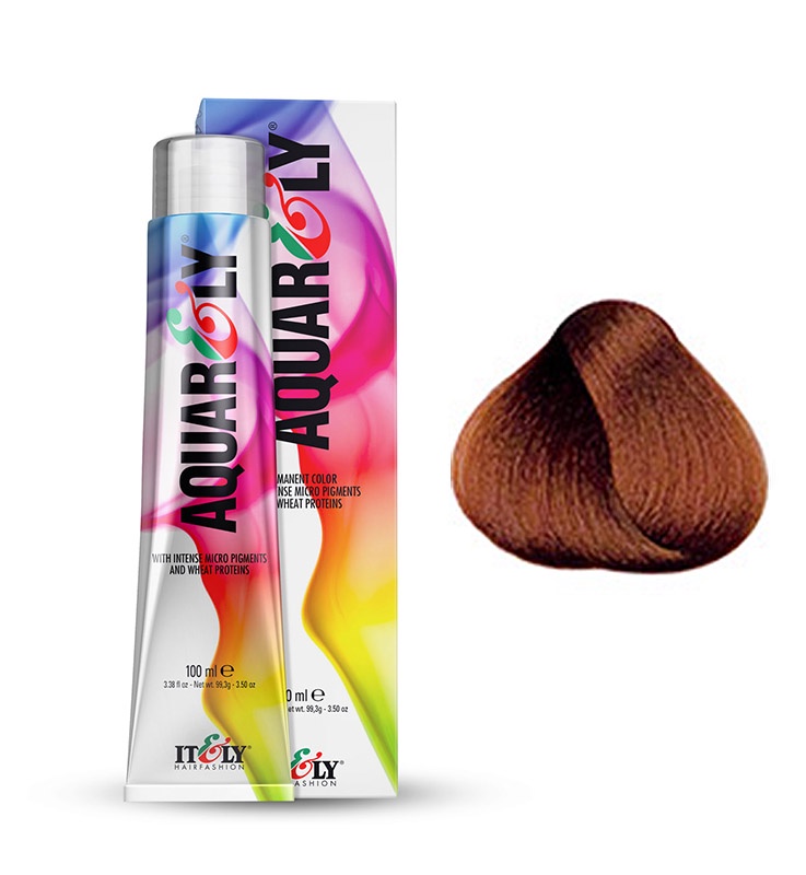 фото Itely Hairfashion Aquarely IMP 7R медный средне - русый (7R MEDIUM COPPER BLONDE) стойкая крем-краска для волос с микропигментами и низким содержанием аммиака