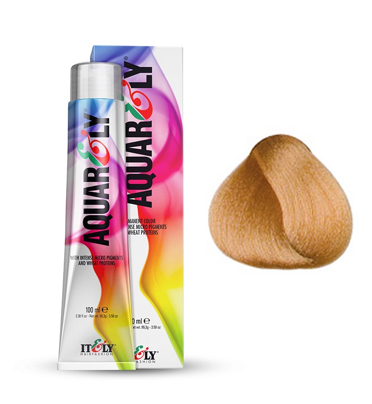 фото Itely Hairfashion Aquarely IMP 9D очень светлый золотистый блондин (9D LIGHTEST GOLD BLONDE) стойкая крем-краска для волос с микропигментами и низким содержанием аммиака