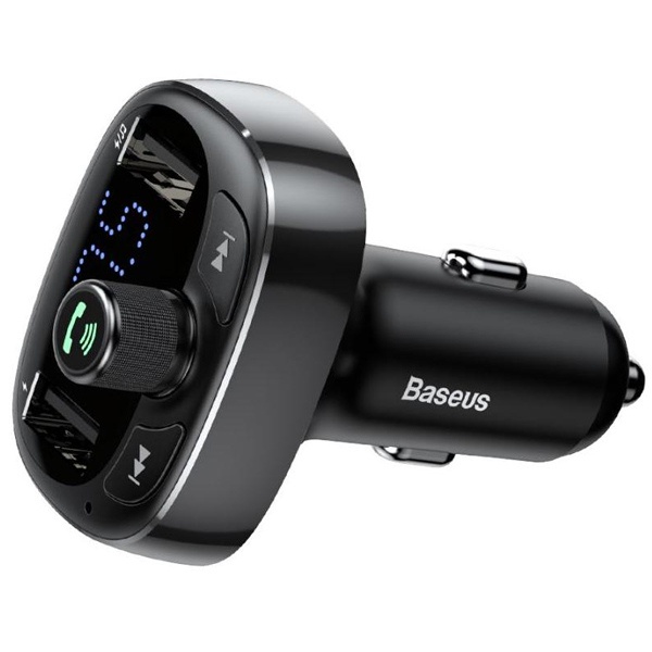 фото Автомобильное зарядное устройство с FM-трансмиттером 2xUSB Baseus T typed Bluetooth MP3 - Черное (CCALL-TM01)