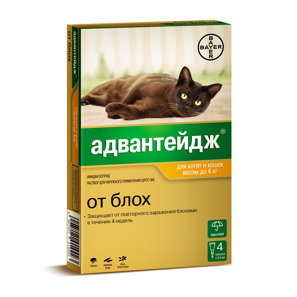 фото Bayer Golden Line Адвантейдж 40К Капли для котят и кошек от блох, вшей, власоедов (массой до 4 кг) (1 пипетка)