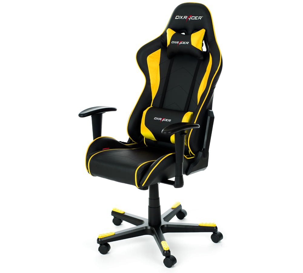 фото Игровое кресло DXRacer F-серия OH/FE08 (цвет обивки: желто/черный, цвет каркаса: черный)