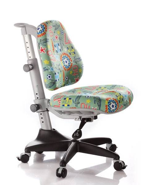 фото Детское эргономичное кресло Comf-pro Match Chair (Матч) (цвет обивки: зеленый с мячиками, цвет каркаса: серый)