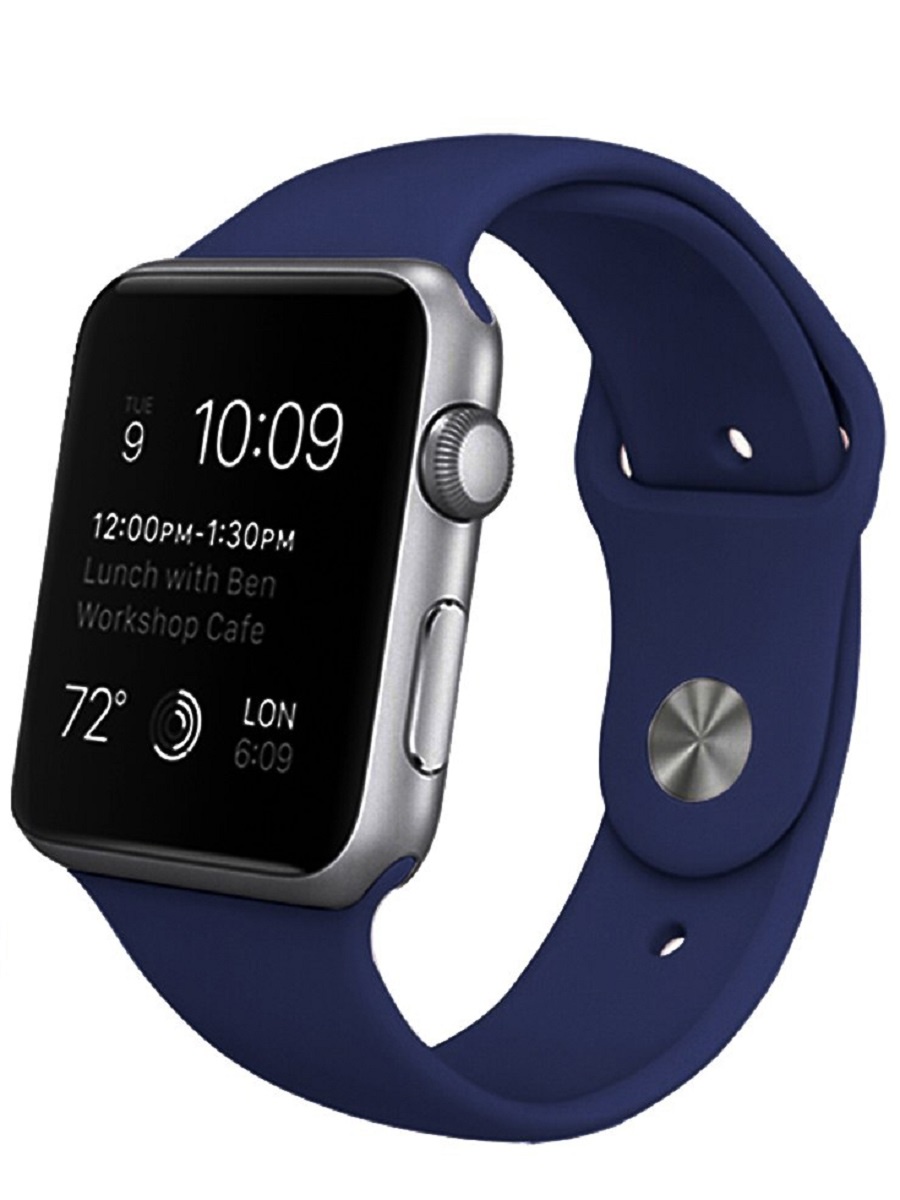 фото Ремешок для часов Apple Watch силиконовый темно-синий 42-44 мм His