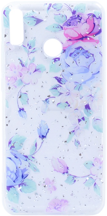 фото Чехол силиконовый Gosso Cases Spangle Flowers для Huawei Honor 8X синий