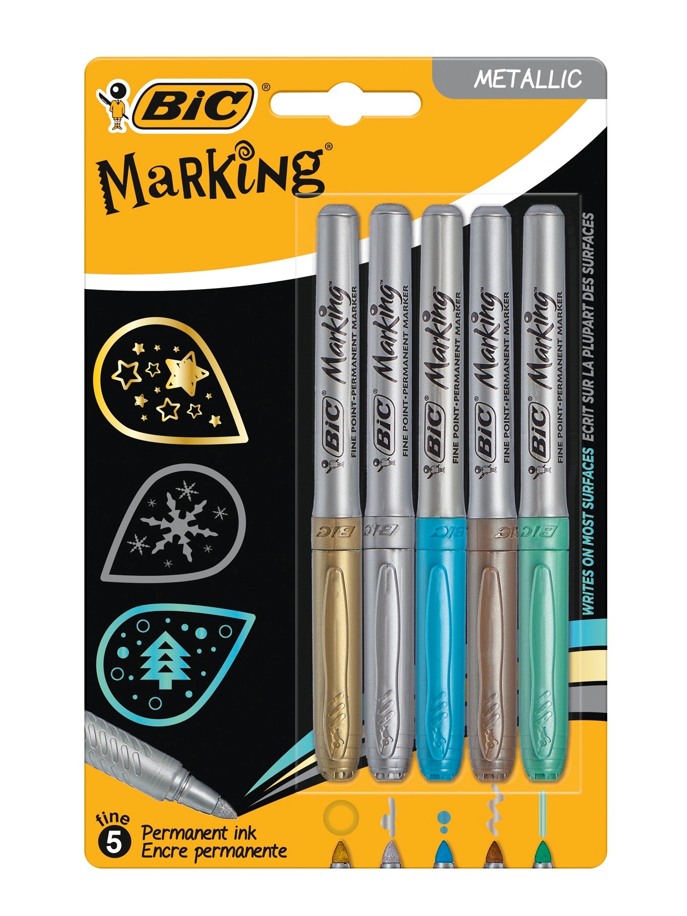 Перманентный маркер BIC Marking Metallic 5 цветов Перманентный маркер BIC Marking Metallic 5 цветов