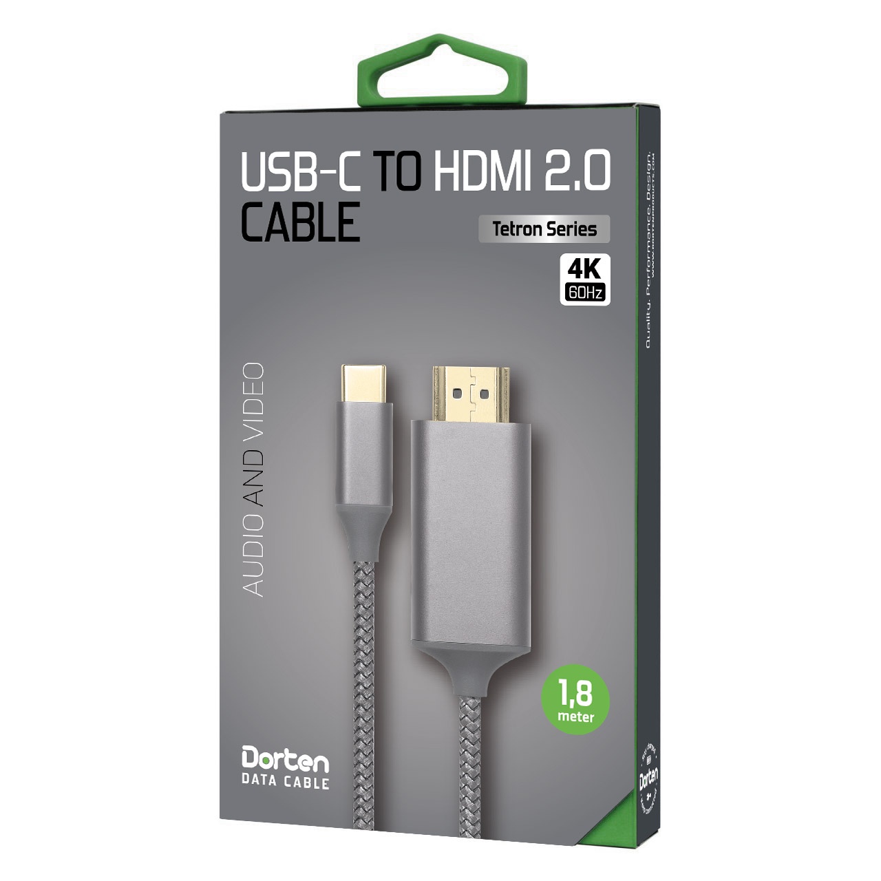 фото Кабель Dorten USB-C to HDMI 2.0 Cable Tetron Series 1.8 meter (Space Gray/Темно-серый) -