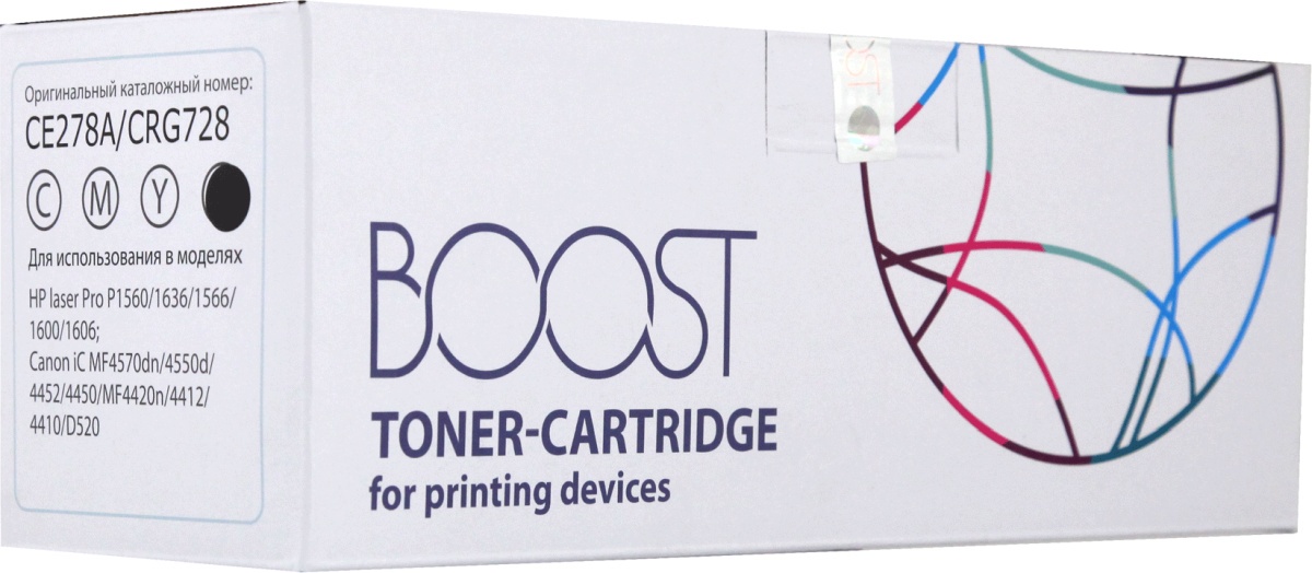 Boost CE278A/CRG728, Черный тонер-картридж для HP LJ 1536DN/1536DNF/1536DNFRU/P1566/P1606/ P1606DN/P1606W; Canon Fax L170/i-SENSYS MF4410/MF4430/MF4450/MF4470DN/MF4550/MF4570DN/MF4580DN/MF4730/MF4780W/MF4870DN/MF4890DW