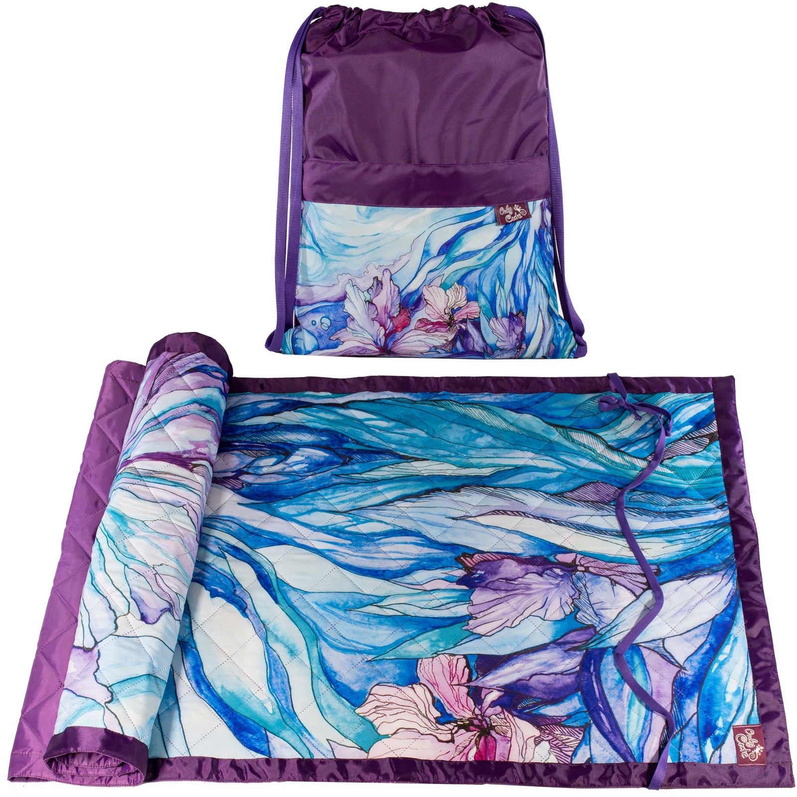 фото Одноместный коврик в рюкзаке OnlyCute "Ирисы" фиолетовый