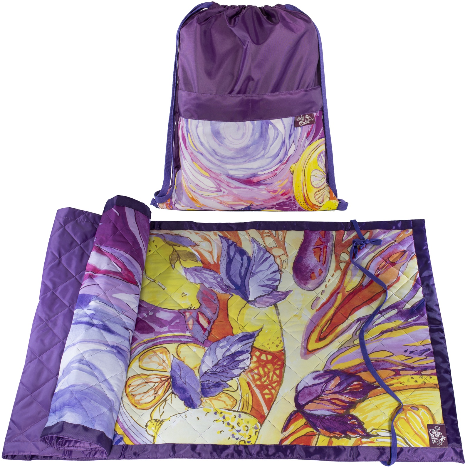 фото Одноместный коврик в рюкзаке OnlyCute "Лимонный фреш" фиолетовый
