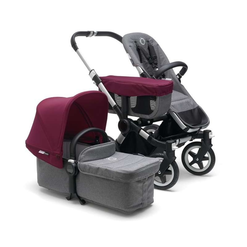 фото Bugaboo Donkey 2 Mono comlete ALU/GREY MELANGE-RUBY RED