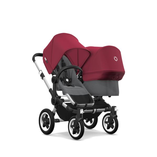 фото Bugaboo Donkey 2 Duo comlete ALU/GREY MELANGE-RUBY RED