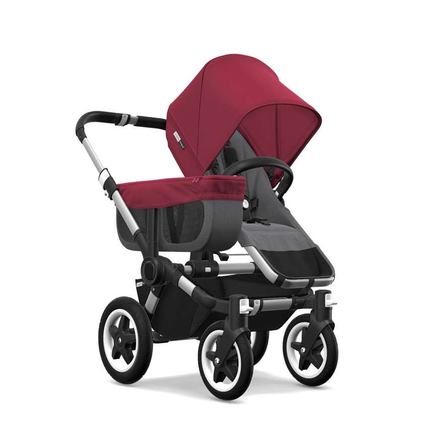 фото Bugaboo Donkey 2 Mono comlete ALU/GREY MELANGE-RUBY RED