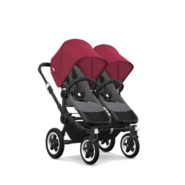 фото Bugaboo Donkey 2 TWIN comlete ALU/GREY MELANGE-RUBY RED