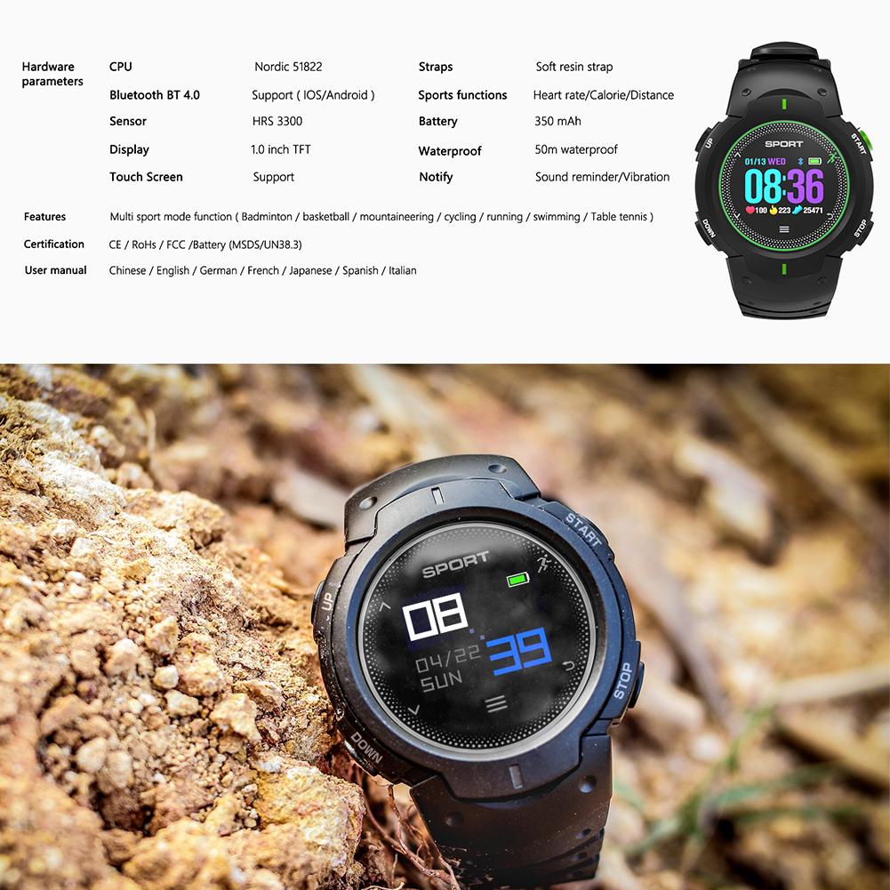 фото F13 Bluetooth IP68 водонепроницаемый Heart Rate Мультиспорт Смарт часы (черный) None