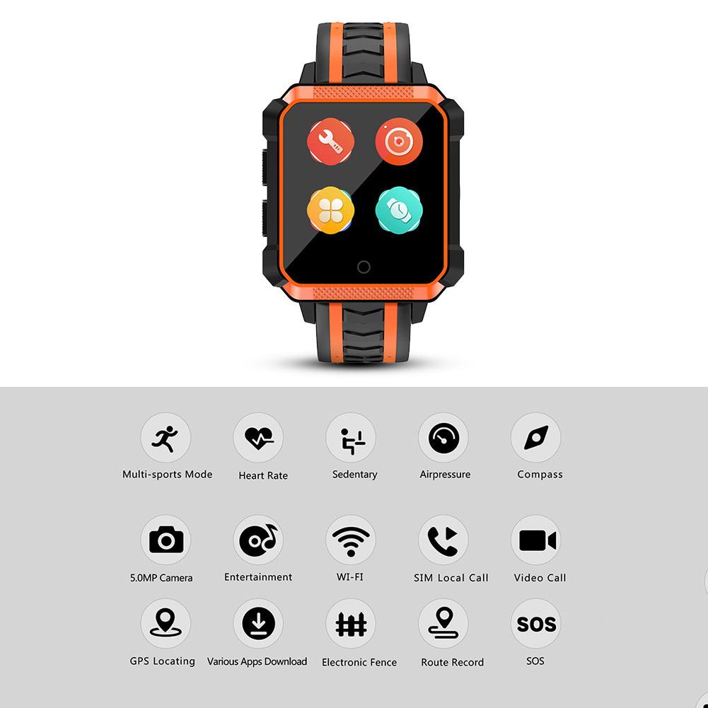 фото +696 H7 4G Смарт Часы 1.5in GPS BT4.0 WiFi Водонепроницаемый SmartWatch (оранжевый)