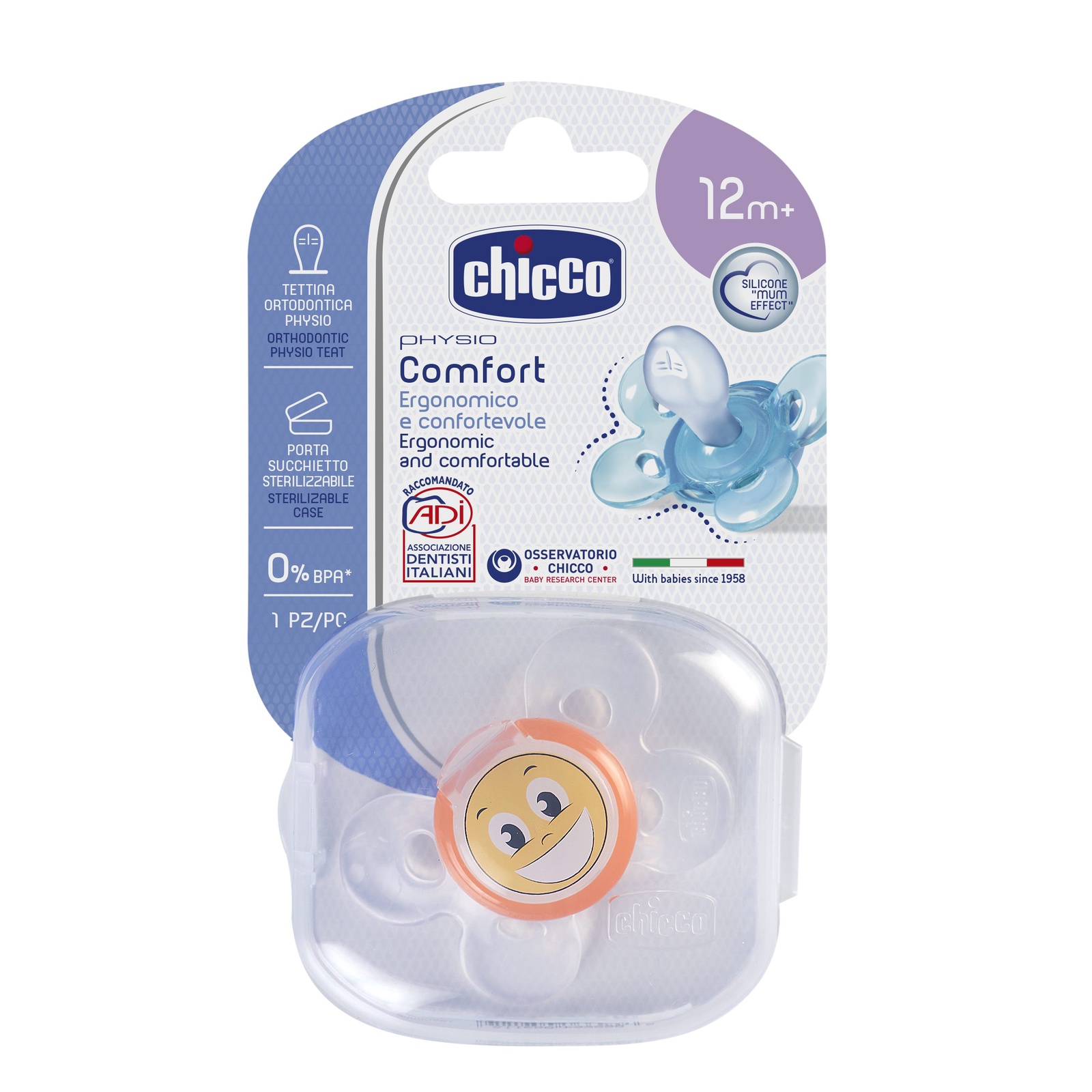 фото Пустышка Chicco Physio Comfort Smile, 1 шт., 12 мес., сил. 310210201