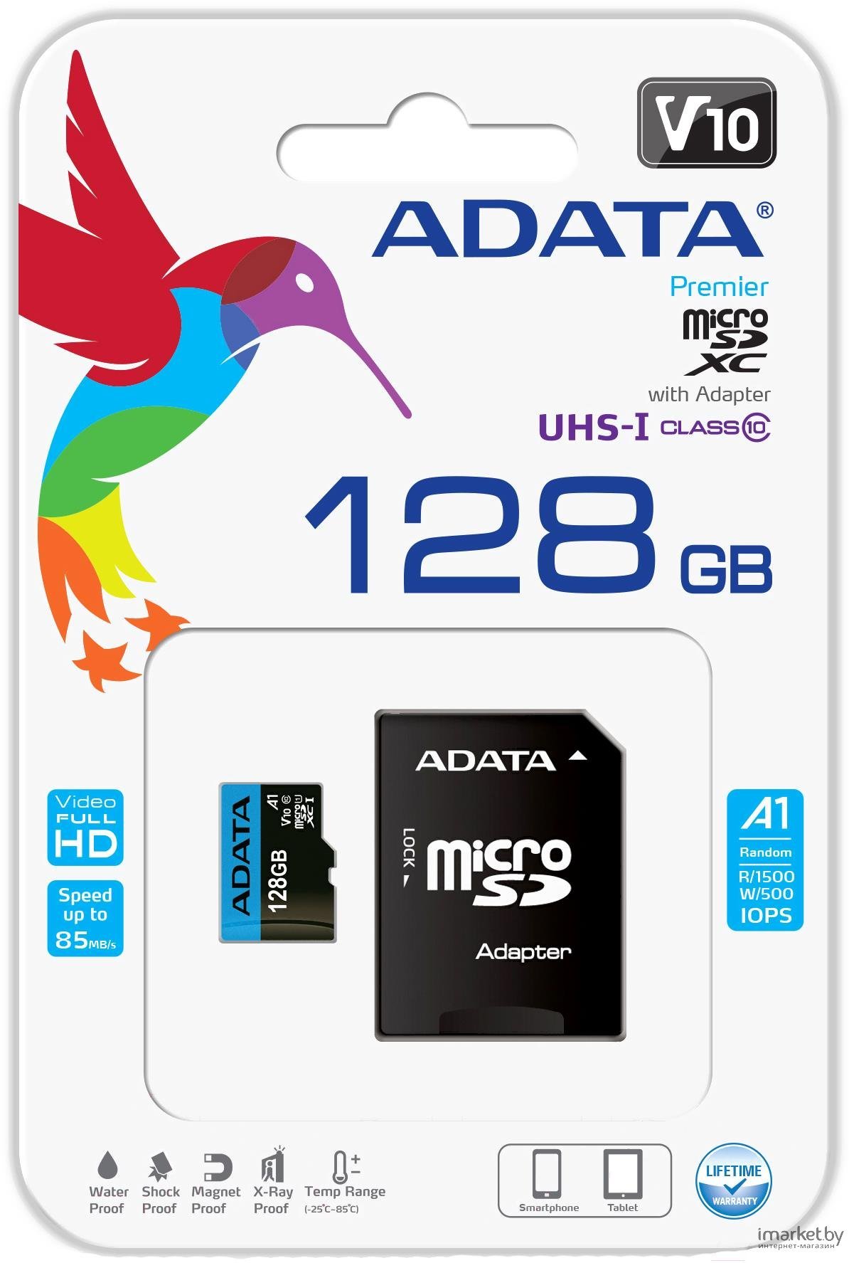 фото Флеш карта microSD 128GB A-DATA microSDHC Class 10 UHS-I A1 100/25 MB/s (SD адаптер) Adata