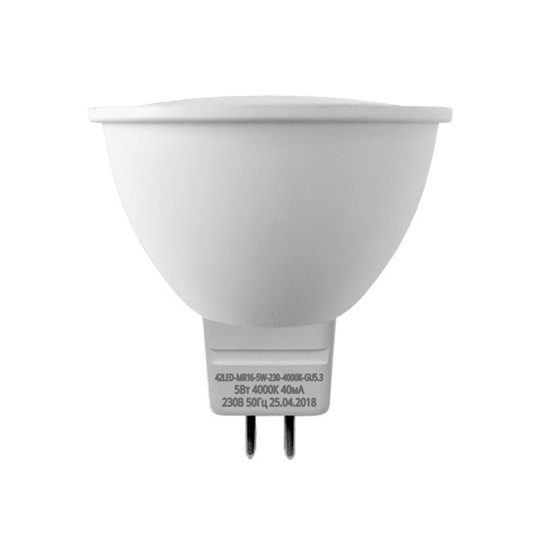 Лампочка Sweko 42LED-MR16-5W-230-4000K-GU5,3-5, Холодный свет 5 Вт, Светодиодная