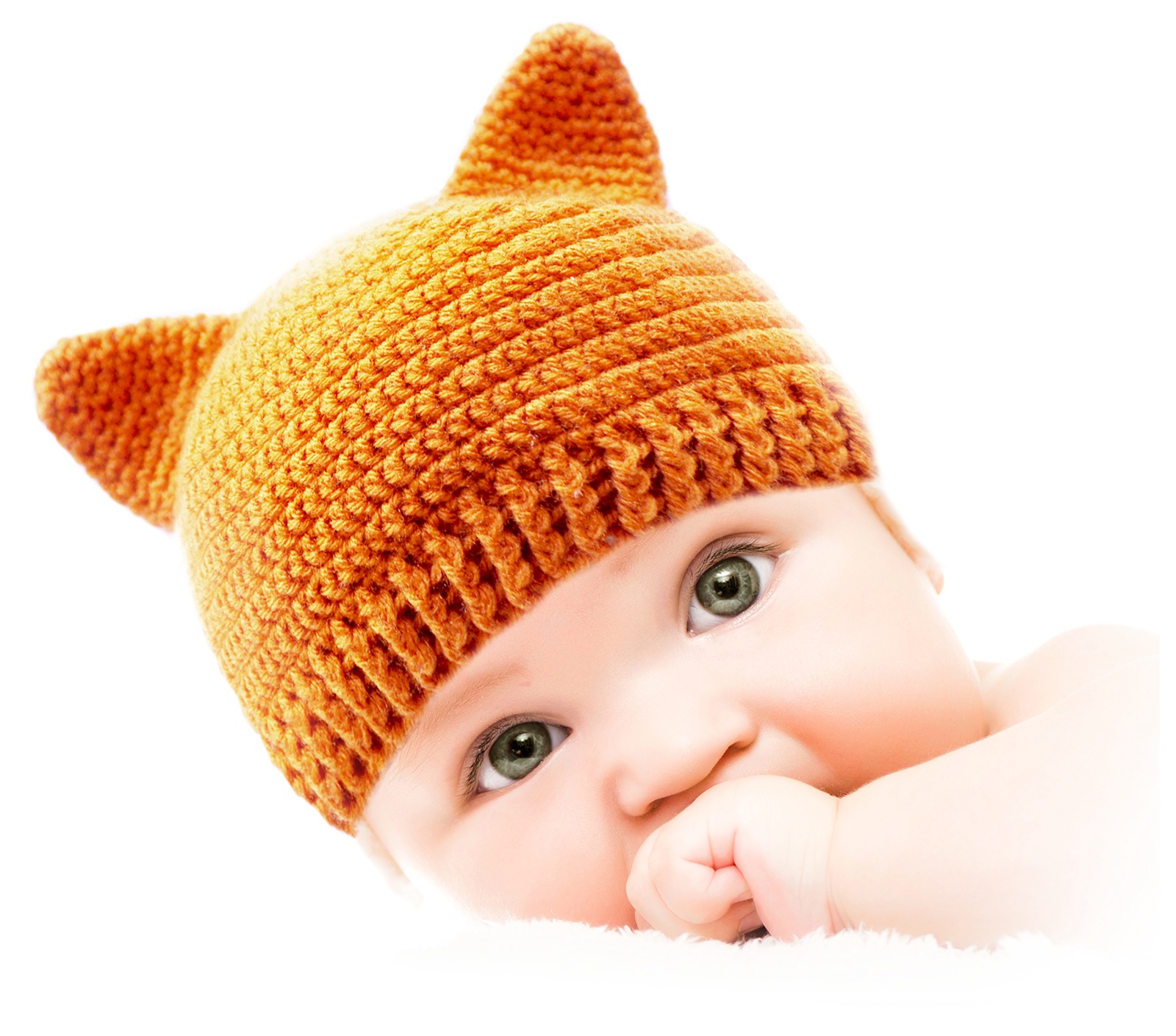 фото Шапочка для детей и новорожденных от 0 до 3 лет "Лисичка" (набор для вязания) Викидс