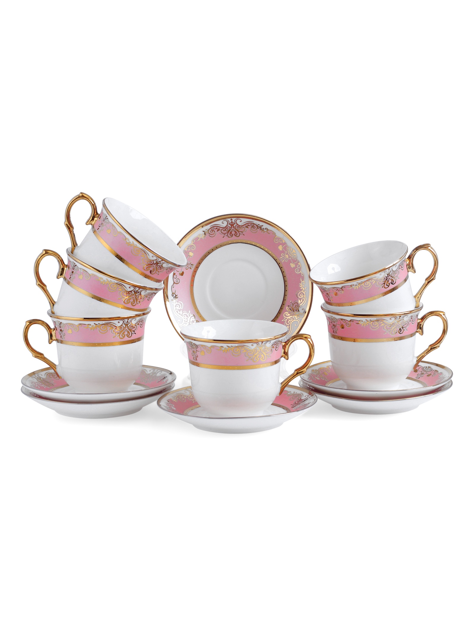 фото Набор чайный JEWEL Империал 12 предметов розовый (фарфор), 6 шт/уп