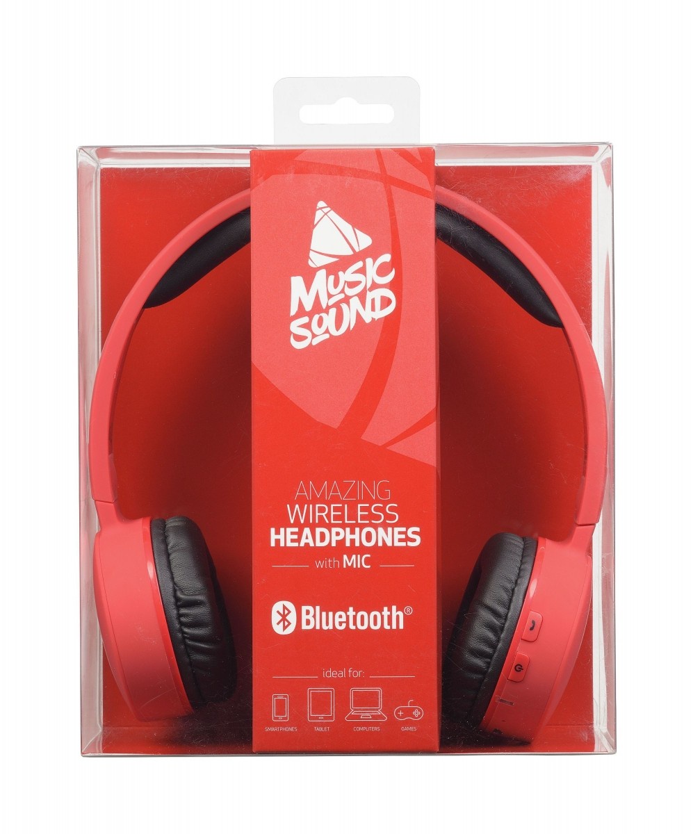 фото Накладные наушники Bluetooth Music Sound/Cellularline. Red (BTMUSICSOUNDR) Aql