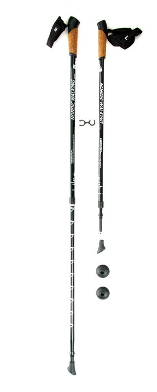Телескопические палки для скандинавской ходьбы KAISER SPORT, NORDIC WALKING BLACK, SL-2B-2-135
