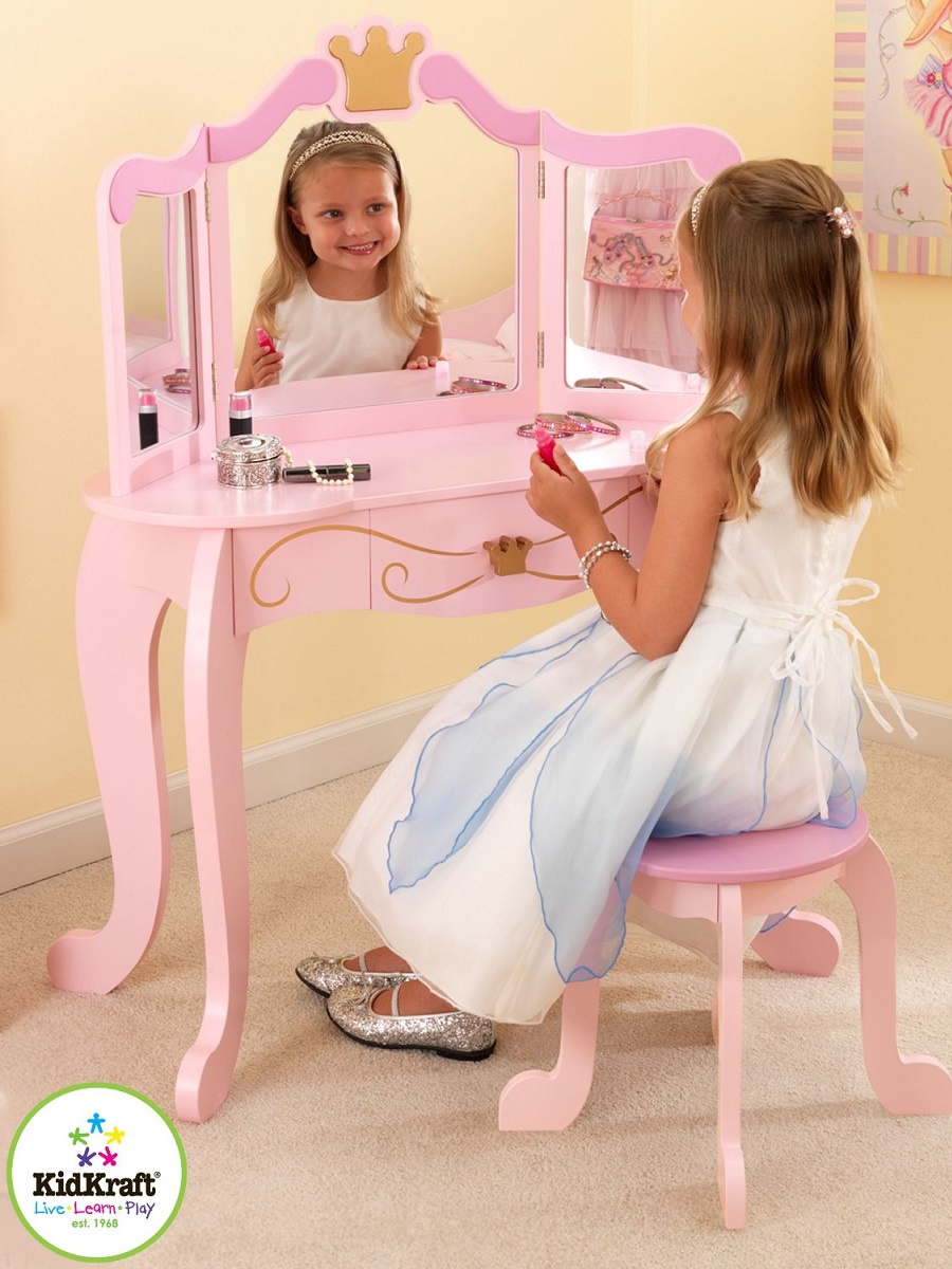 фото Туалетный столик (трельяж) с зеркалом для девочки "Принцесса" (Princess Vanity & Stool) Kidkraft