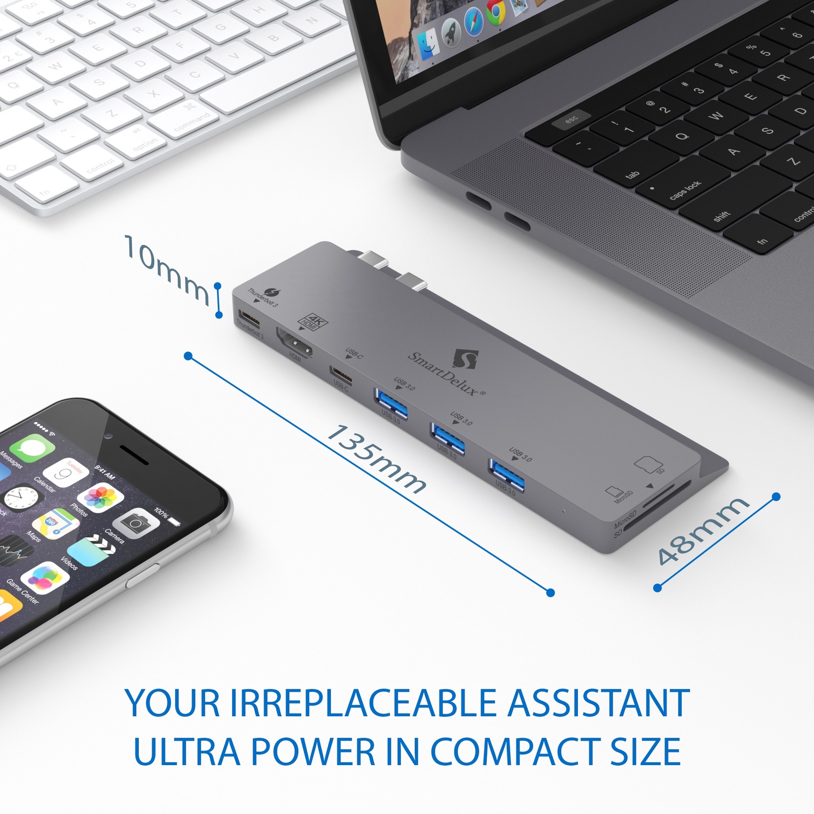 фото SmartDelux USB-концентратор 8-IN-1 для MacBook Pro, Space Gray, SDUC-P8S