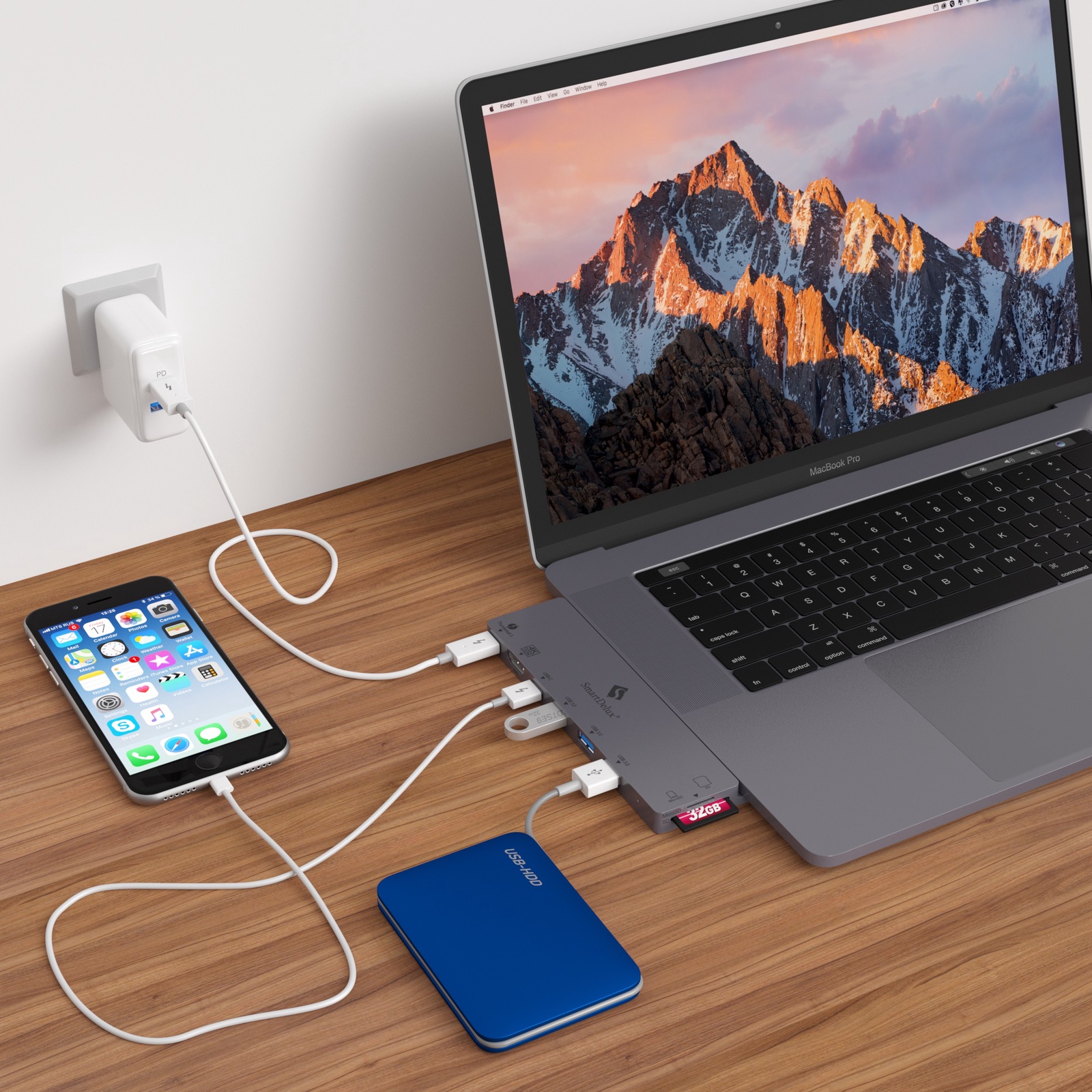 фото SmartDelux USB-концентратор 8-IN-1 для MacBook Pro, Space Gray, SDUC-P8S