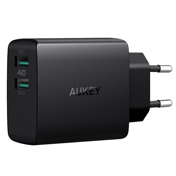 фото Сетевое зарядное устройство быстрое AiPower 2xUSB Aukey PA-U42 - Черное