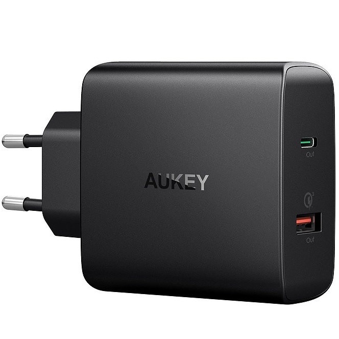фото Сетевое зарядное устройство быстрое PD 2.0+QC 3.0 USB+USB Type-C Aukey PA-Y11