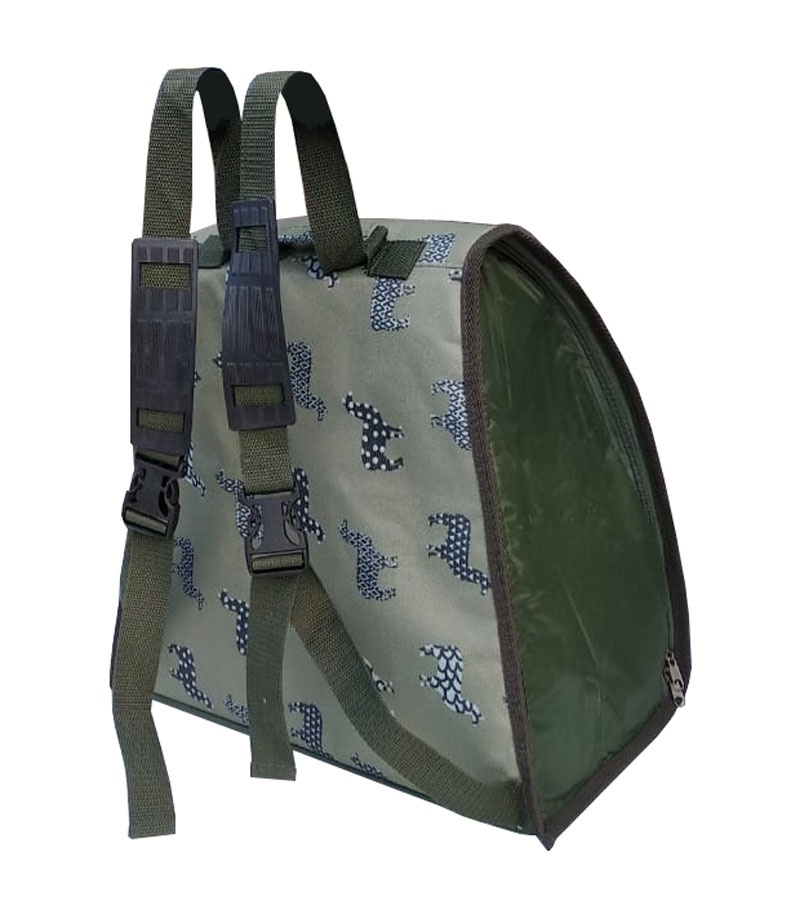 фото Сумка-переноска рюкзак большой Теремок, цвет "зеленый", 38*23*36 см