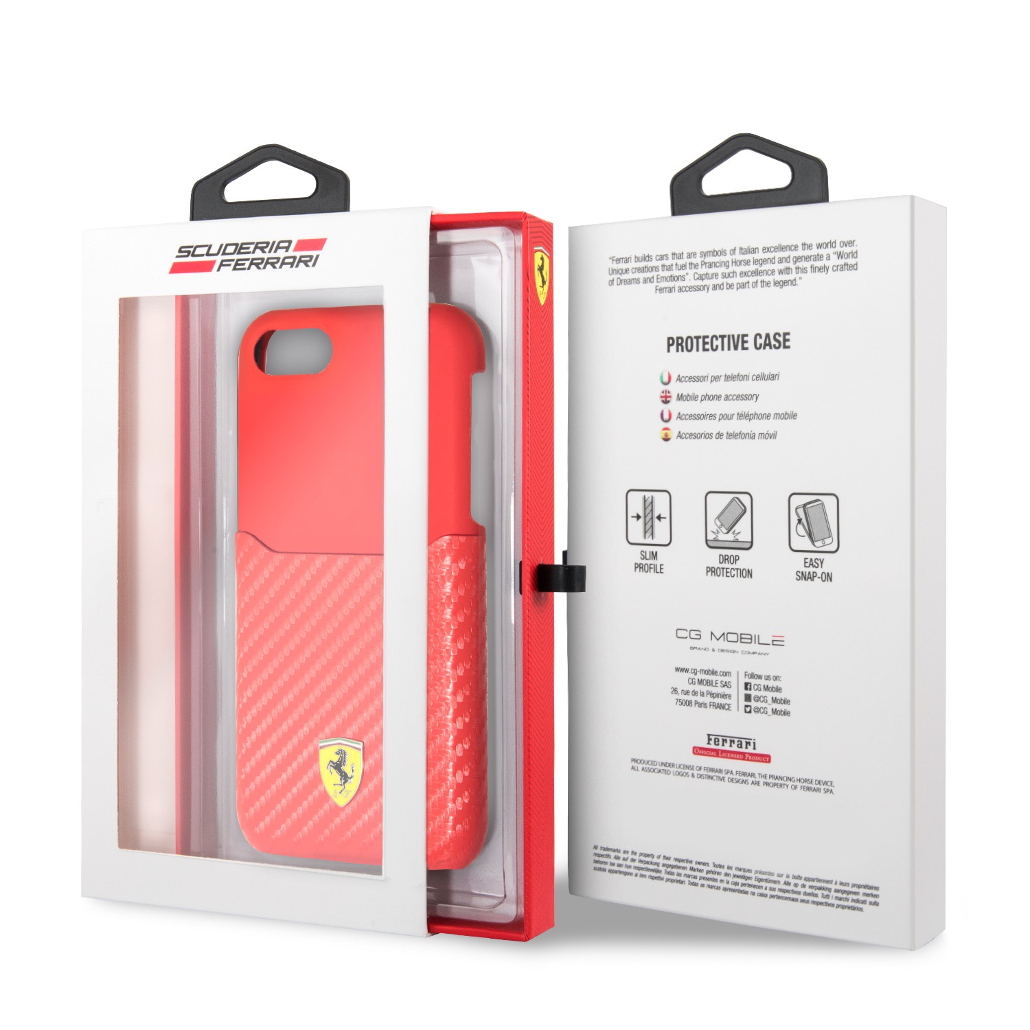 фото Чехол Ferrari On Track Carbon для iPhone 8/7, красный