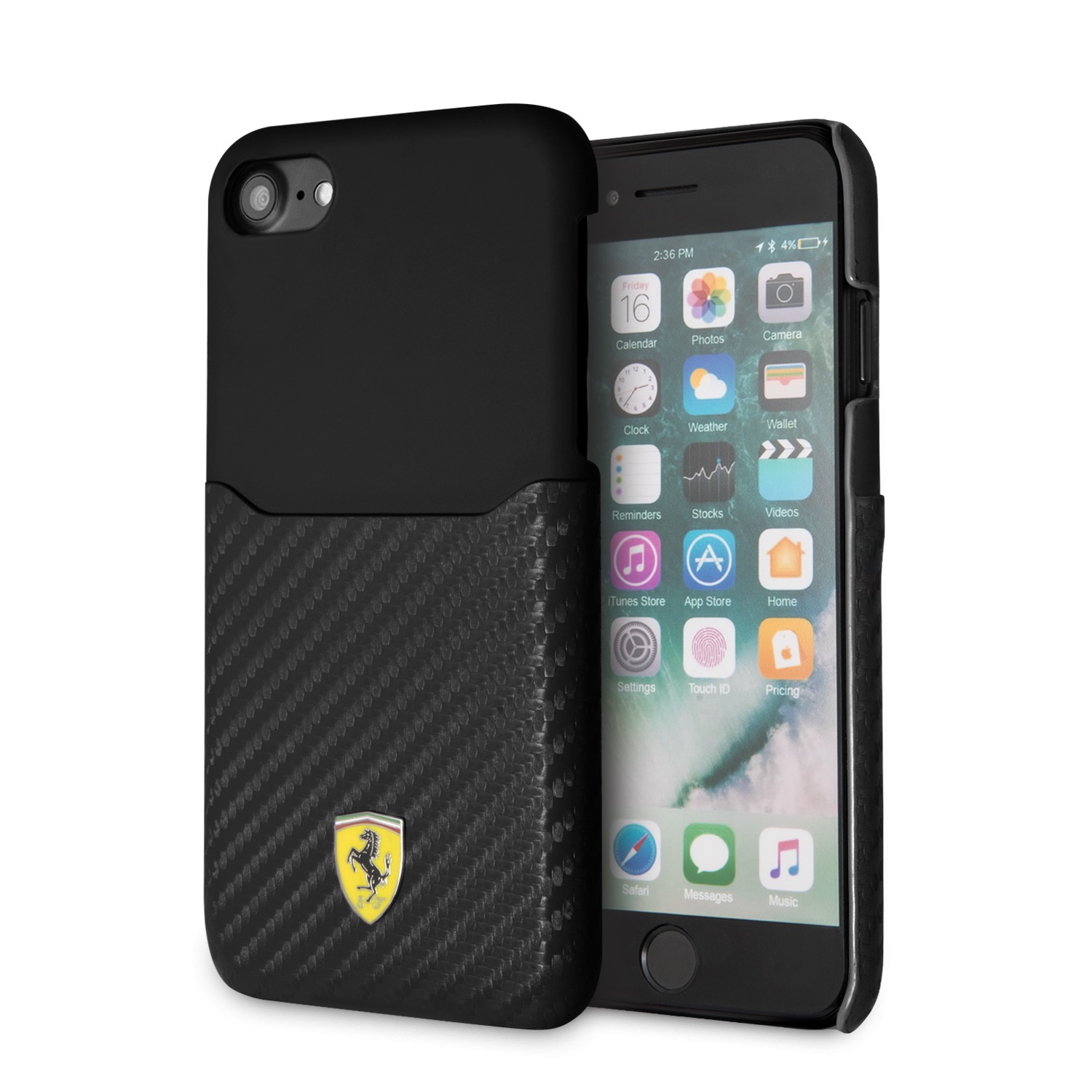 фото Чехол Ferrari On Track Carbon для iPhone 8/7, чёрный