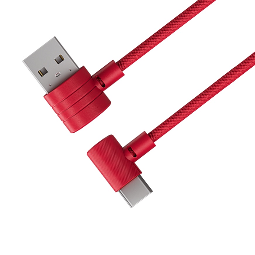 фото Кабель GAL 5108RD угловой USB A - Type-C 2A со световым индикатором заряда, 24AWG (2A), красный