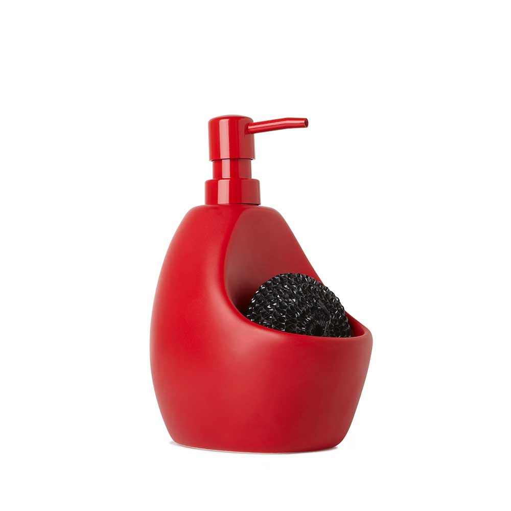 фото Дозатор для мыла Umbra "Joey", с подставкой для губки, цвет: красный, 740 мл