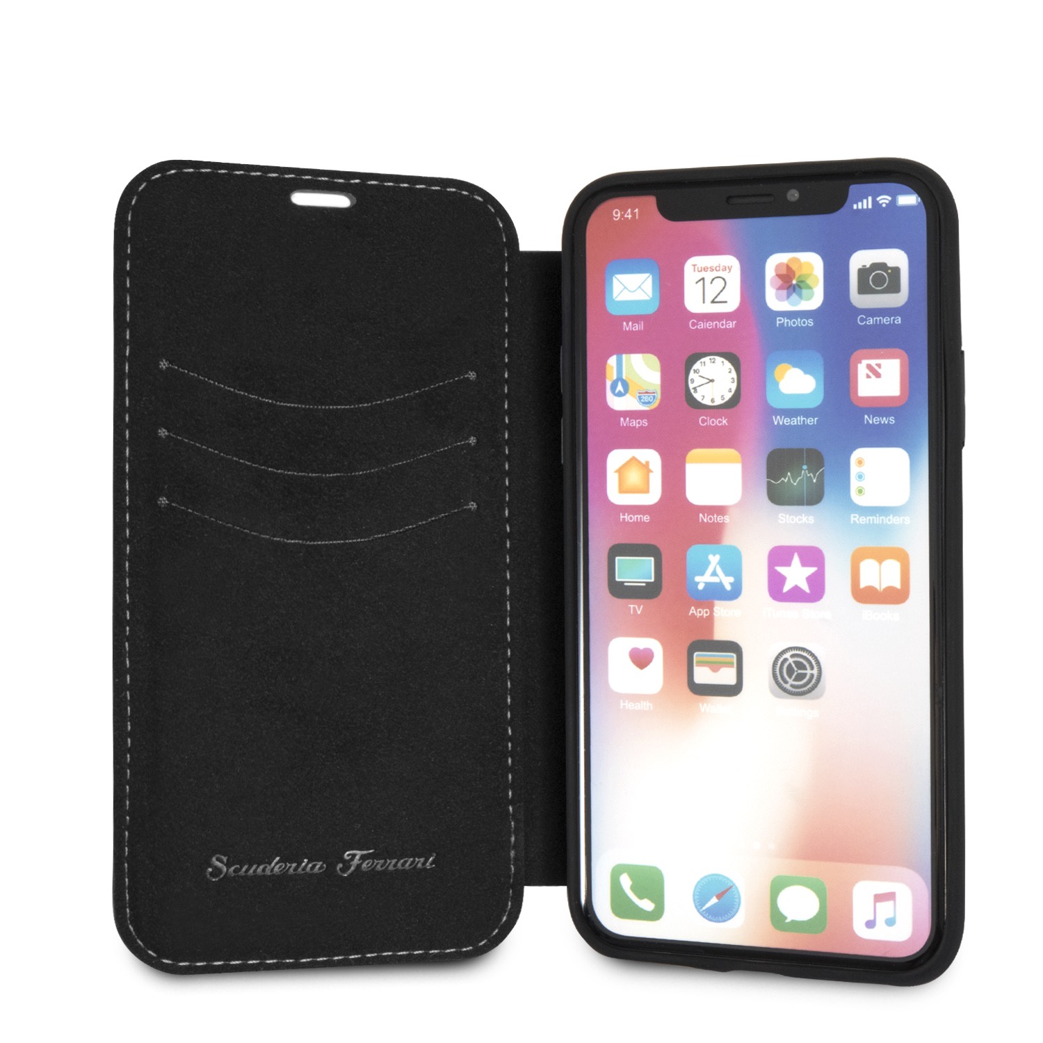 фото Чехол-книжка Ferrari Heritage Leather для iPhone Xs/X, чёрный