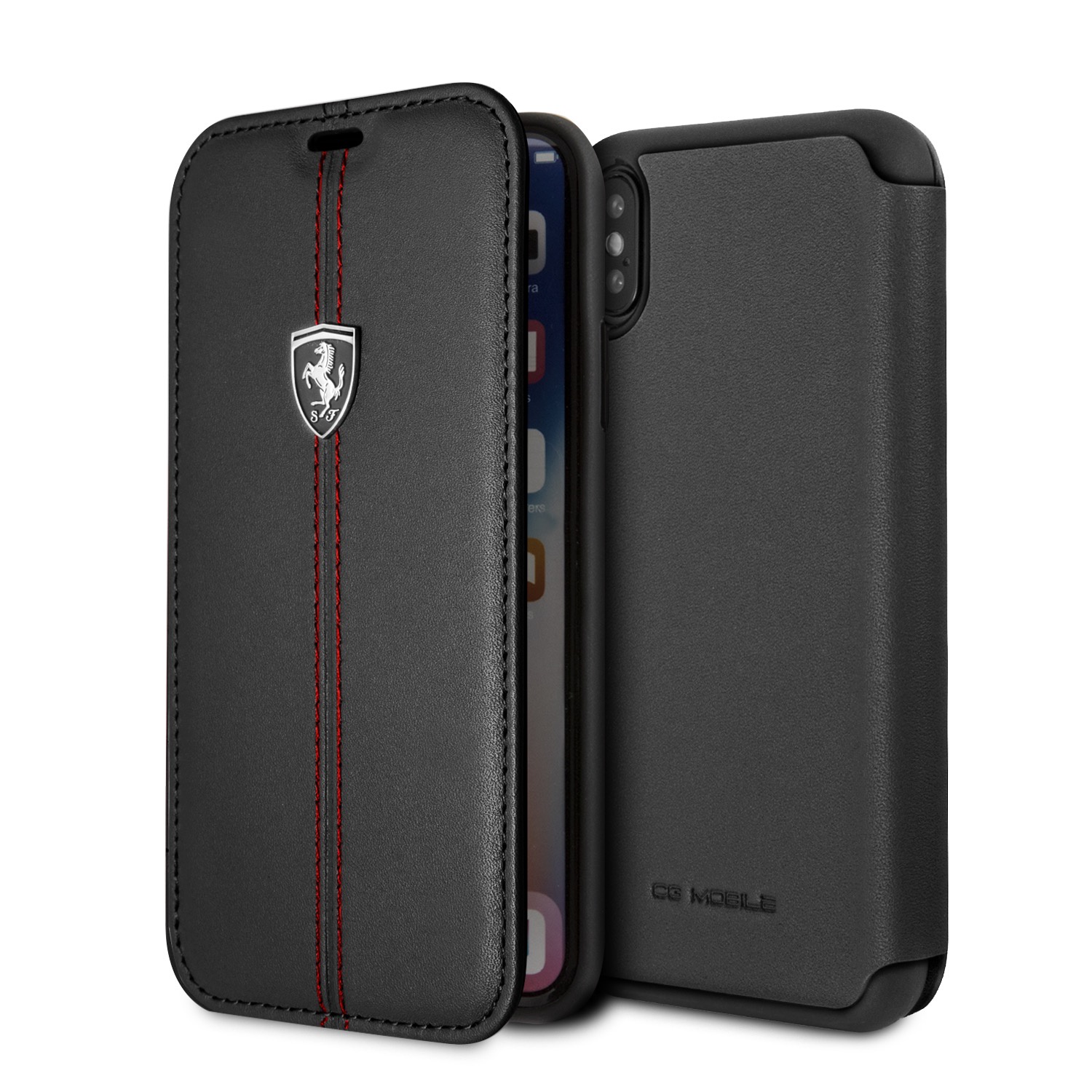 фото Чехол-книжка Ferrari Heritage Leather для iPhone Xs/X, чёрный