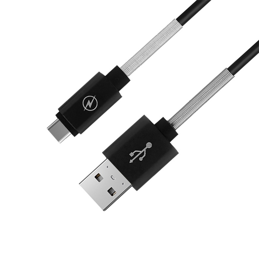 фото Кабель GAL 2407BK Цвет: черный USB A - Type-C для зарядки и передачи данных с высокой скоростью 2А, длина 1м