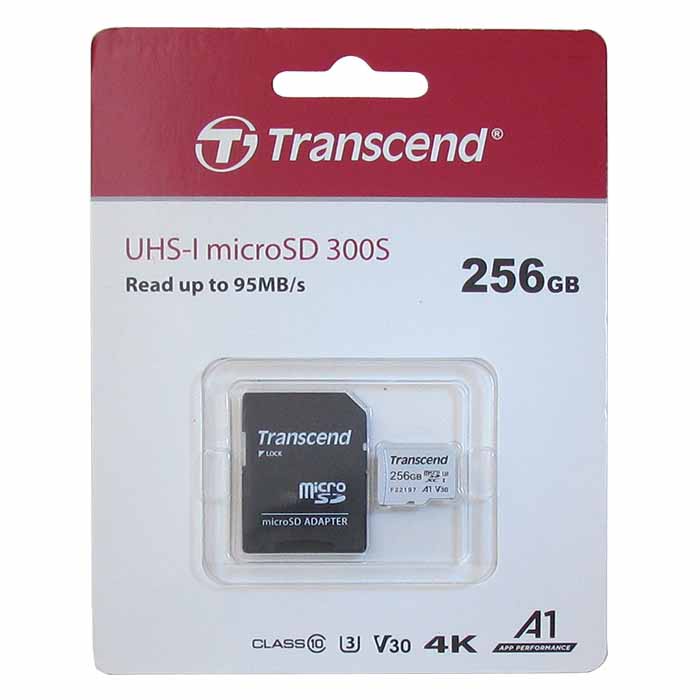 фото Карта памяти Transcend microSDXC Class 10 UHS-I U3, V30, A1 TS256GUSD300S-A 256GB , адаптер SD, цвет: серебристый