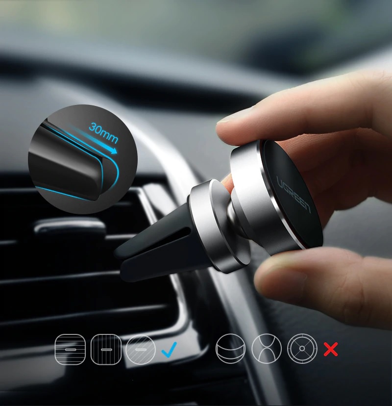 фото Автомобильный магнитный держатель Ugreen Air Vent Mount Magnetic Phone Holder Space Gray