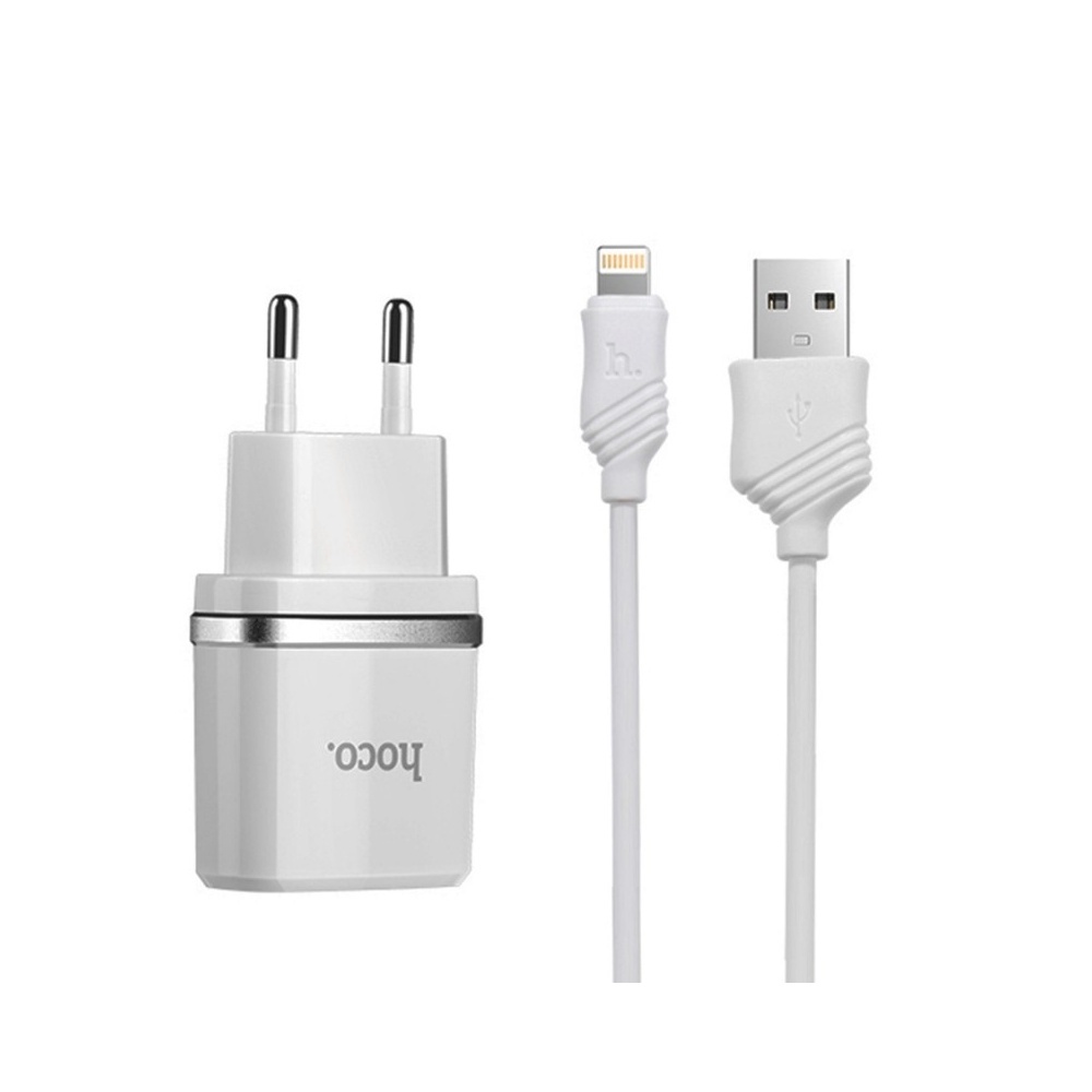фото Зарядное устройство Hoco C11 Single USB, Lightning cable, 1.0A, белое