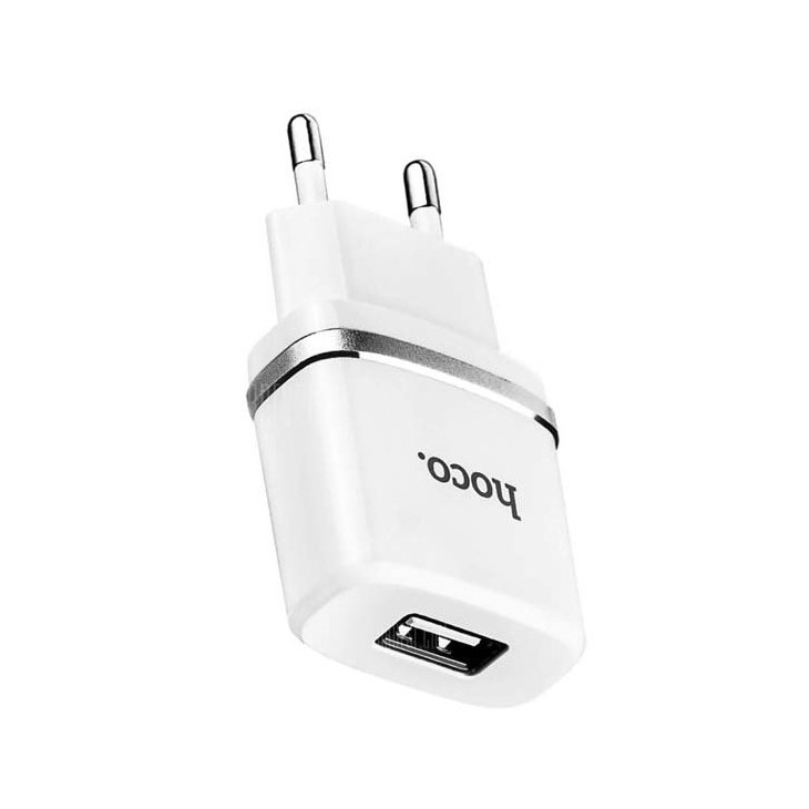 фото Зарядное устройство Hoco C11 Single USB, Micro cable, 1.0 A, белое