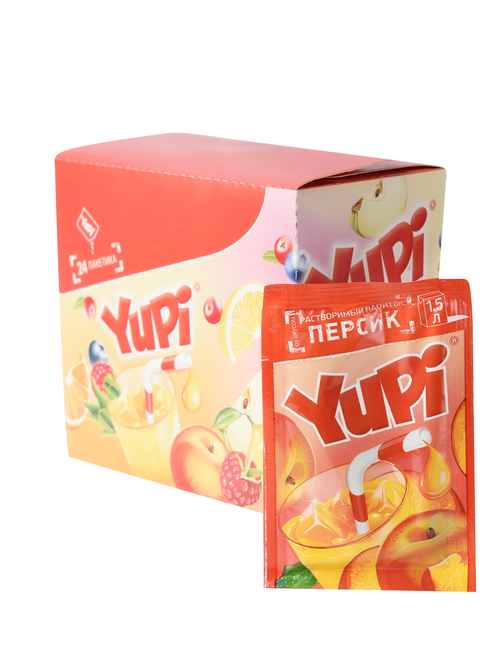 фото Растворимый напиток со вкусом персика YUPI (блок 24шт по 15гр)