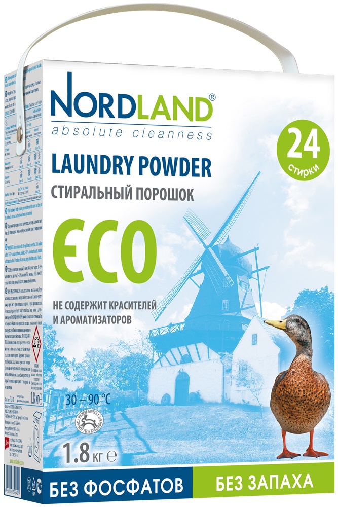 фото Стиральный порошок Nordland "Eco" для белых и цветных тканей, 1,8 кг