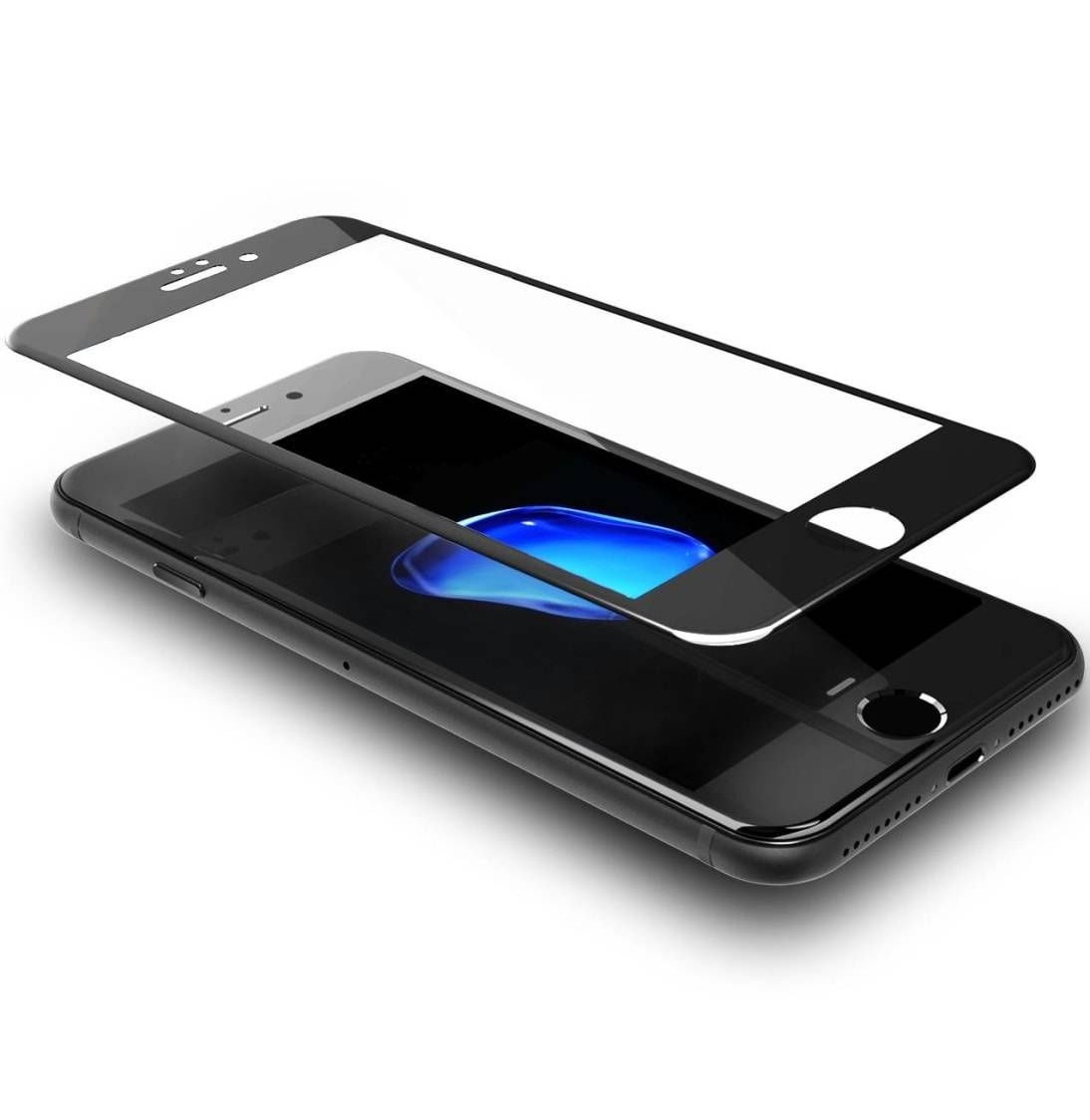 фото Защитное стекло iPhone 6 7 8 plus / 3D / FG / Черная рамка Luxcase