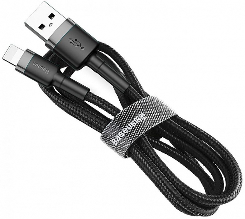 фото Кабель Baseus cafule Cable USB For Lightning 2A 3m Gray+Black